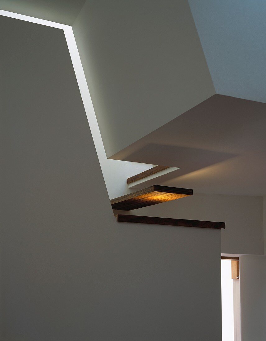 Detail of contemporary stairwell wall in living space
