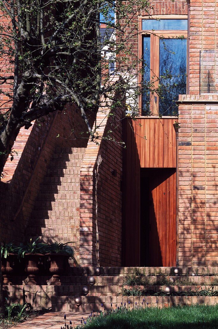 Brick exterior stairs and facade