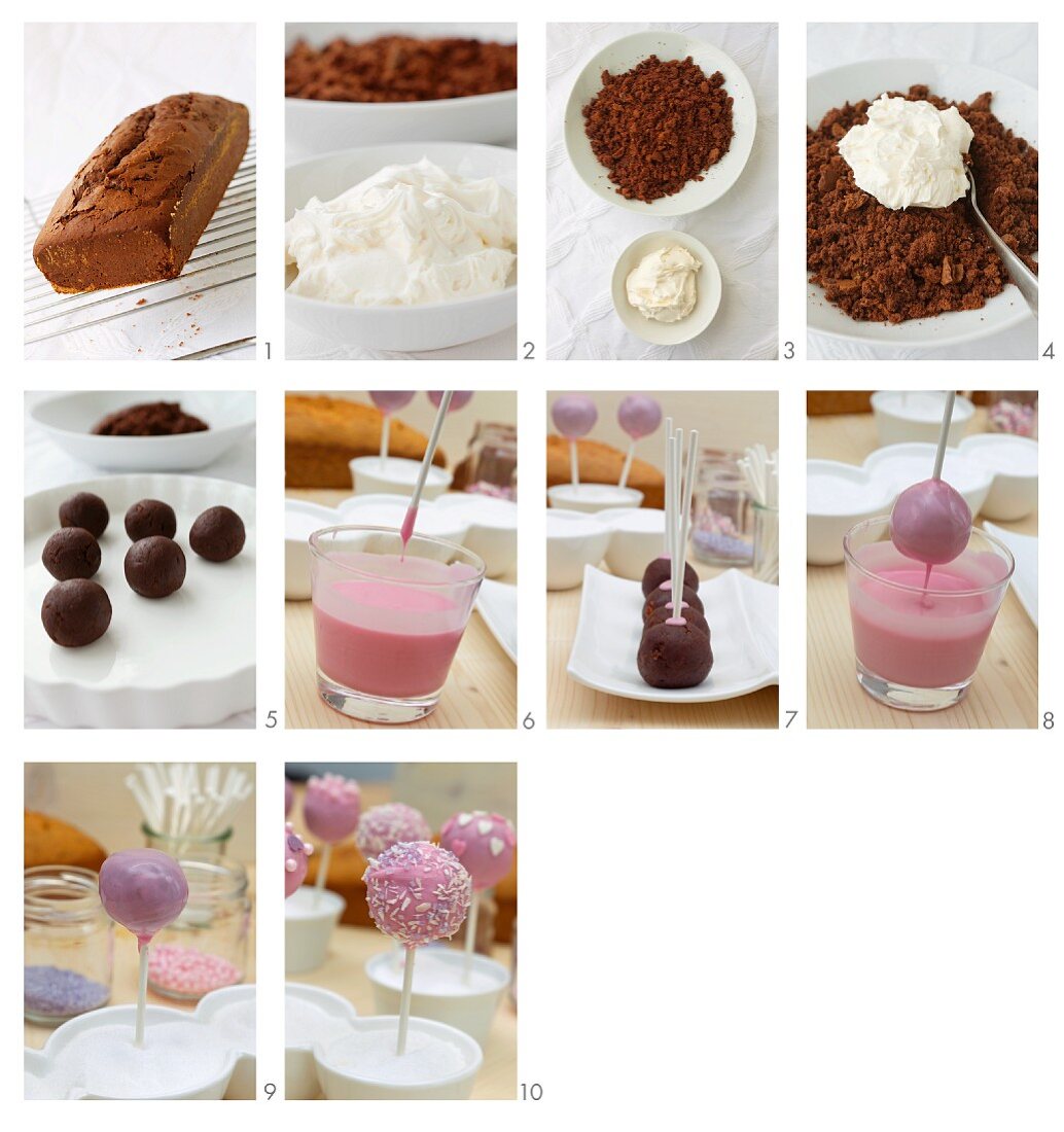 Cake Pops aus Schokoladenkuchen zubereiten