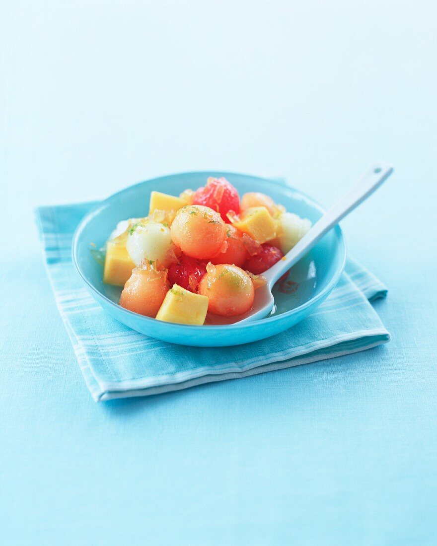 Melon and mango salad with ginger