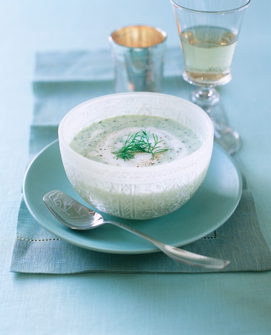 Cold cucumber soup with dill