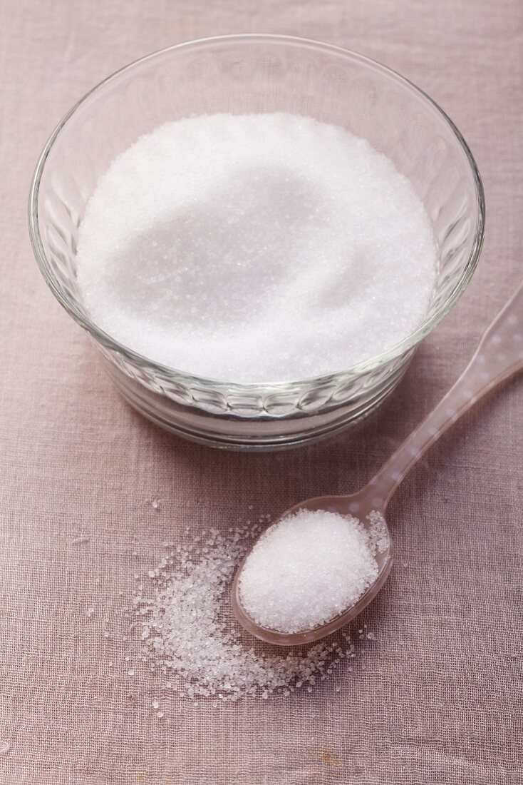 Granulated sugar in a dish