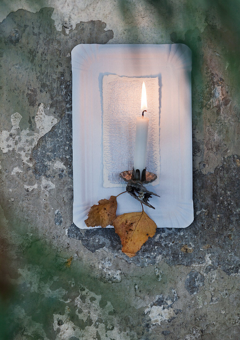 Candle sconce made from paper plate