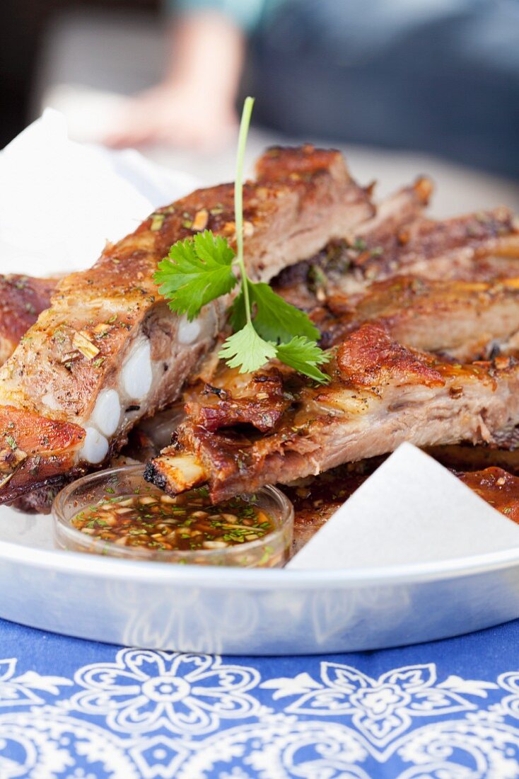 Grilled spareribs with a marinade