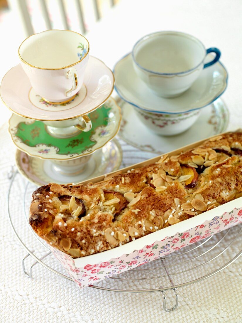 Cardamom cake in a paper dish