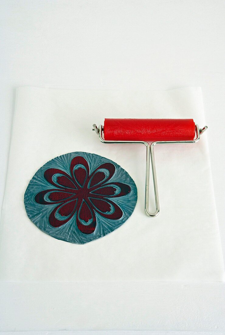 Utensils for floral linocut print