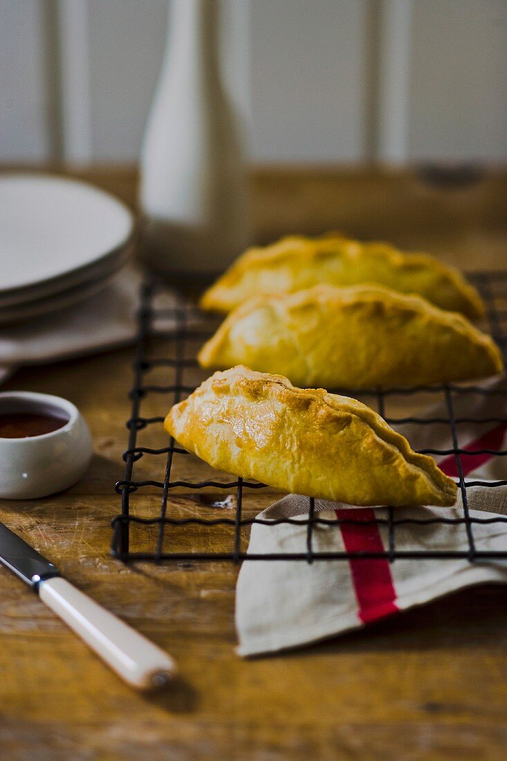 Pasties with beef, potatoes and peas