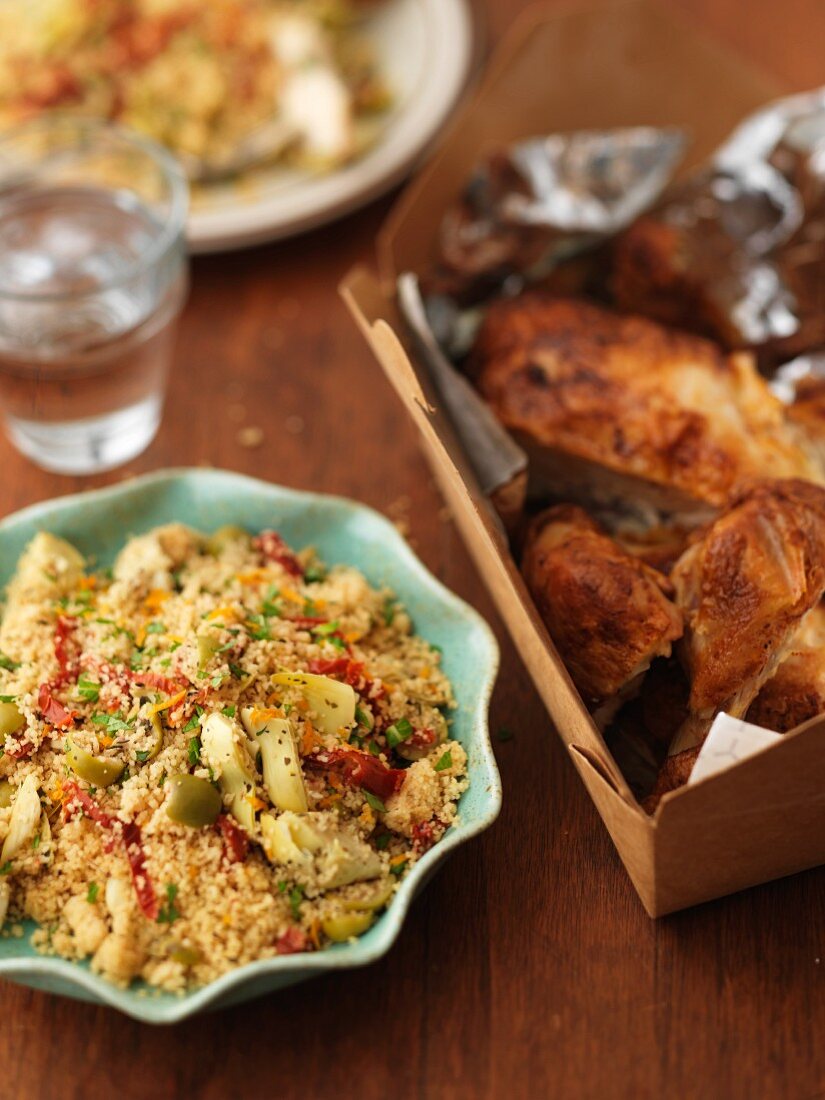 Couscous with chicken and artichokes