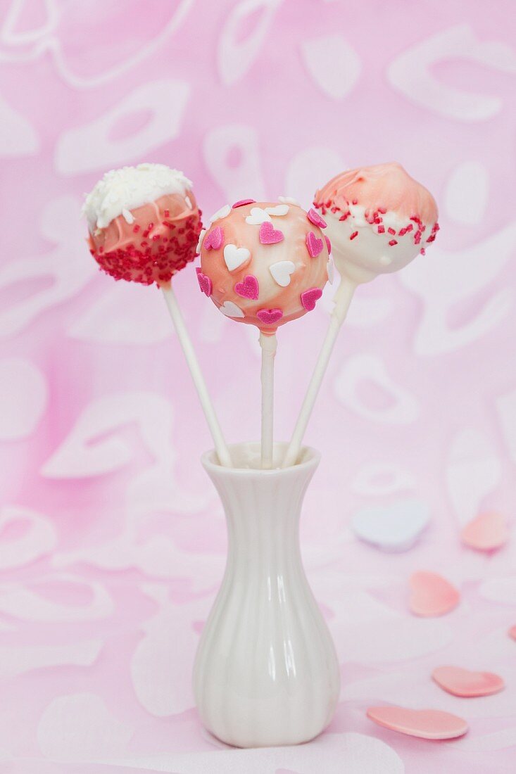 Rosa Cake Pops zum Valentinstag