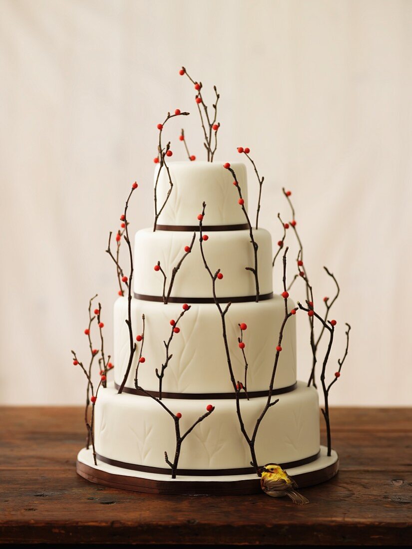 Wedding cake with twigs