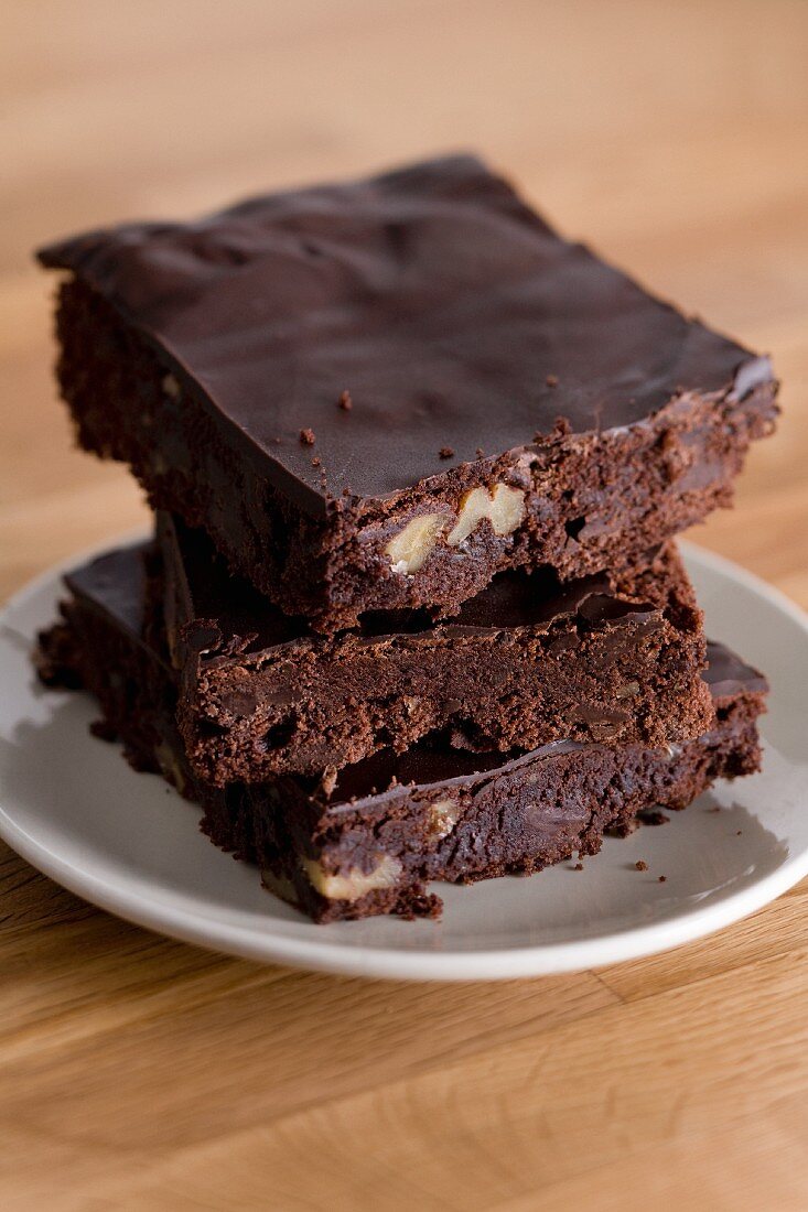 Walnut brownies, stacked