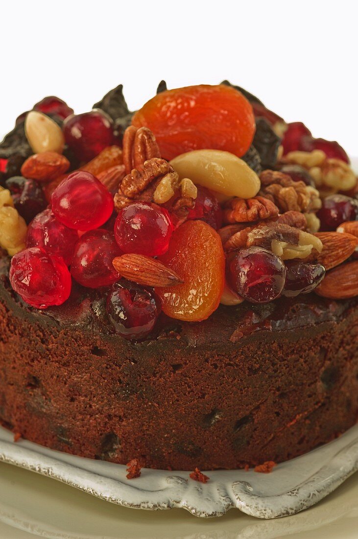 Fruit cake with nuts and almonds