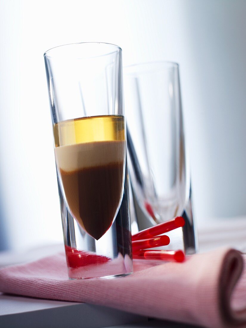 'B52' cocktail with rum and coffee liqueur