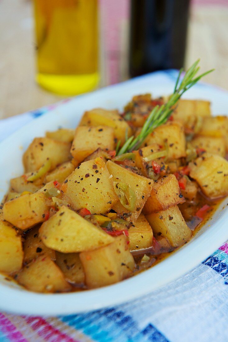 Batata Harra (spicy potatoes, Lebanese side dish)