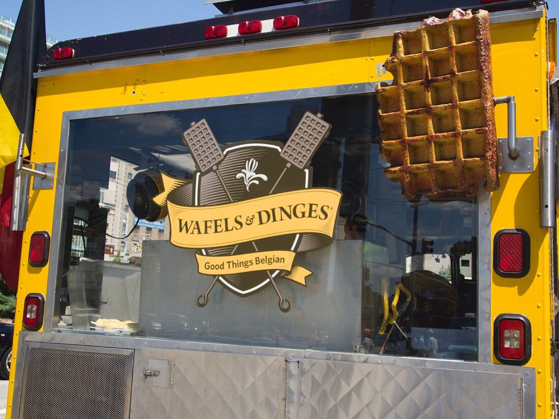 Waffel-Lastwagen bei der Food Truck Rally in Grand Army Plaza, Brooklyn, NY