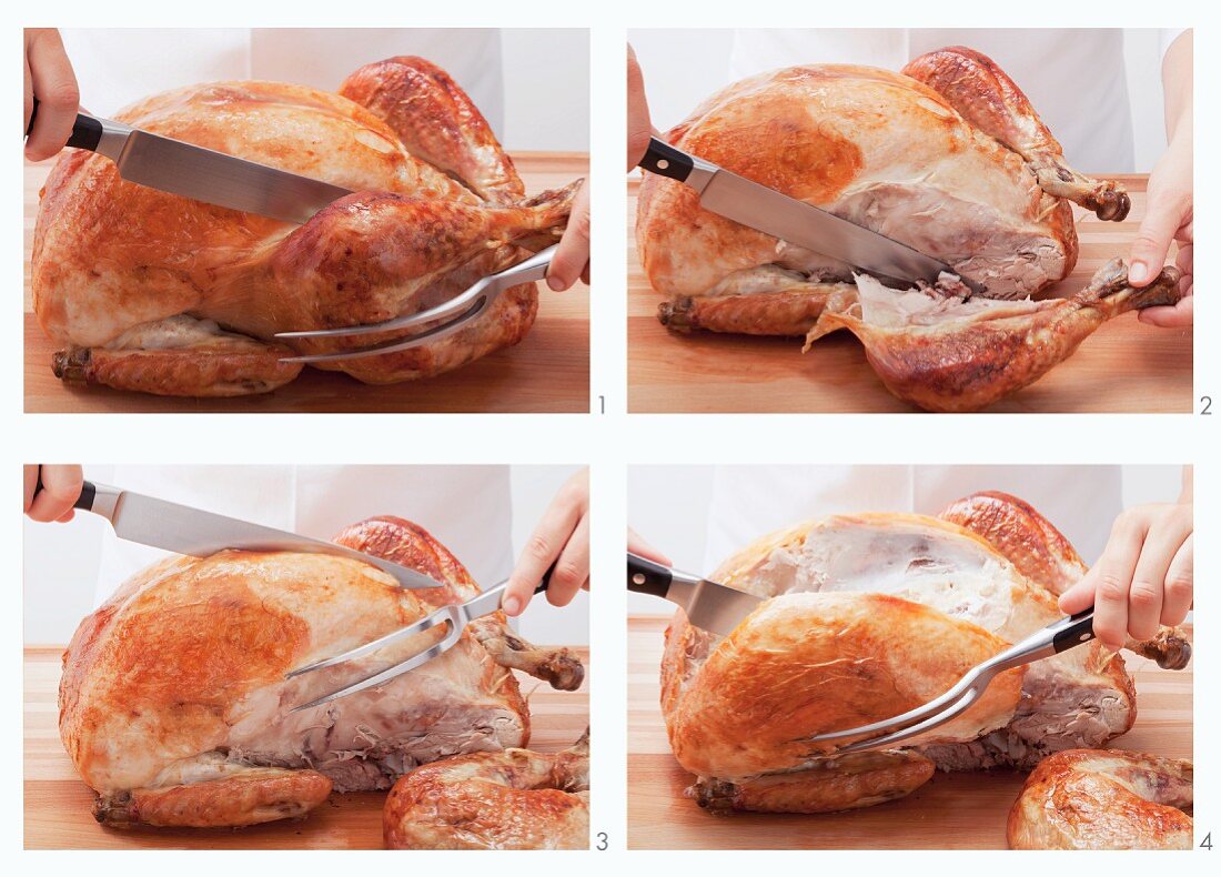 Carving a roast turkey