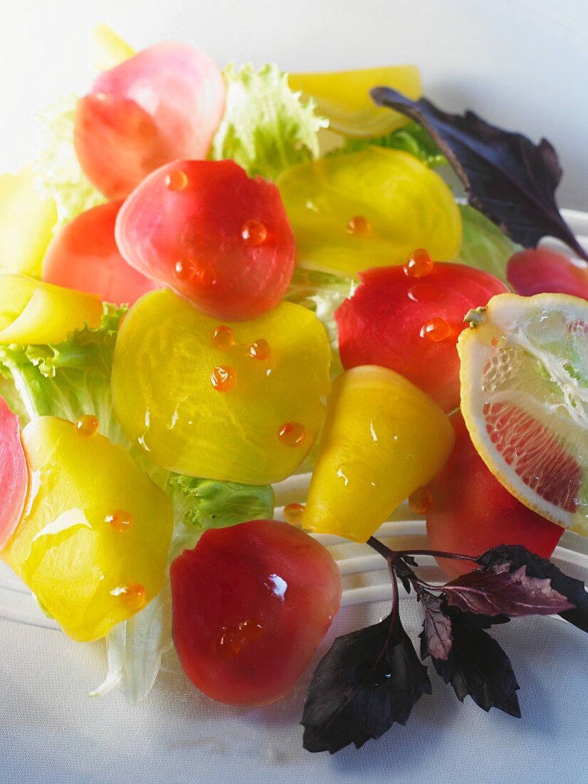 Red and yellow beetroot salad