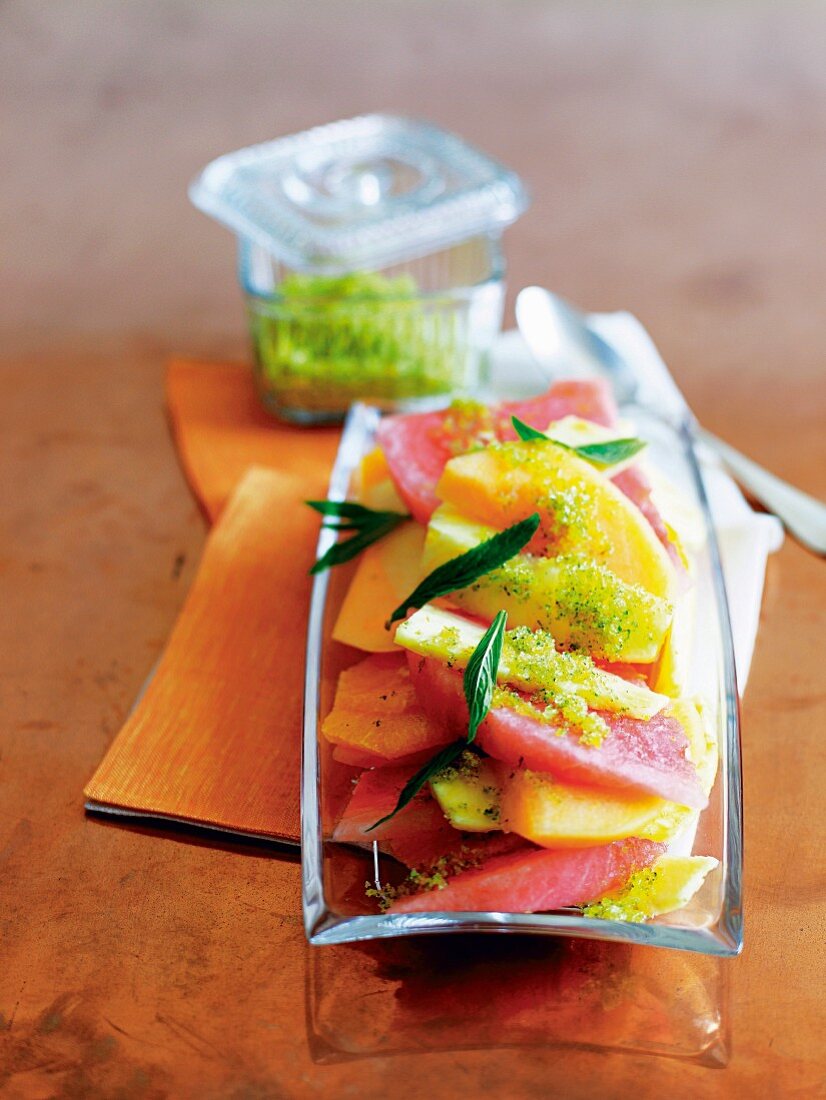 Fruit salad with citrus sugar