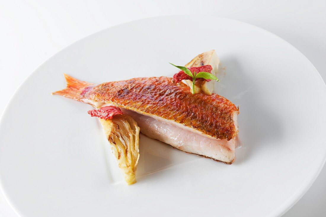 Grilled red mullet with fennel and tomato confit