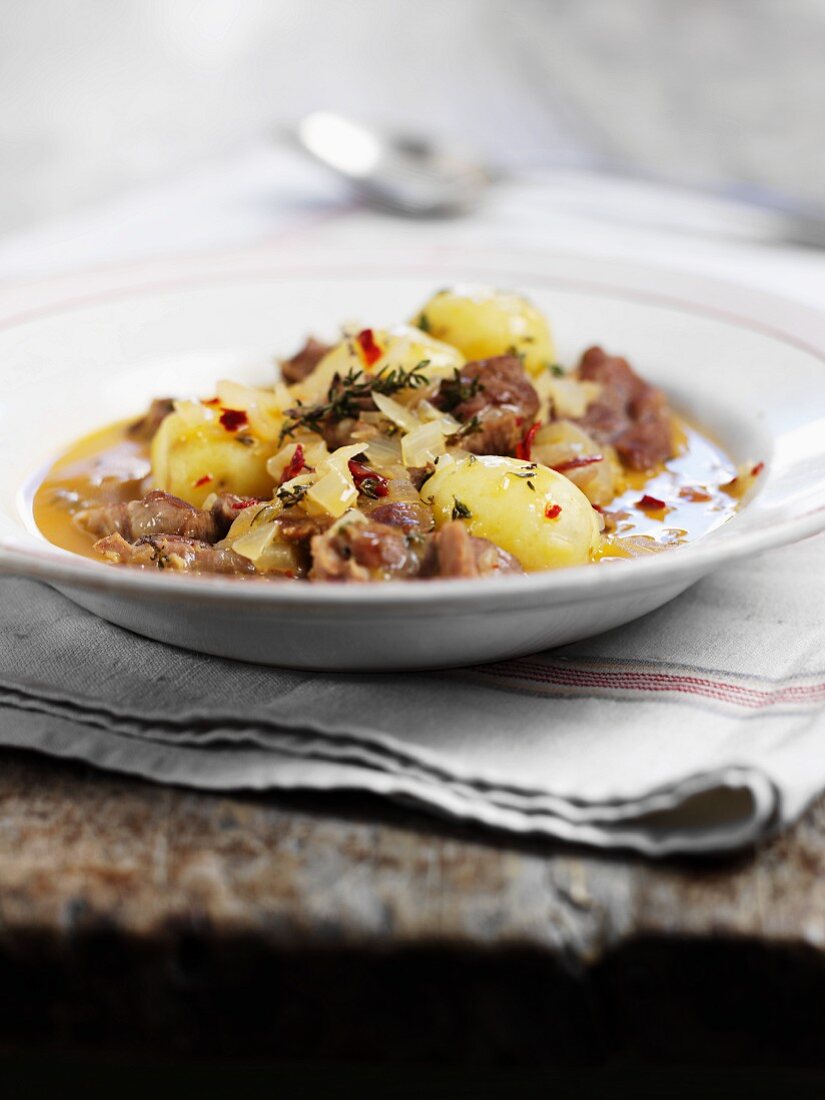 Lamb stew and new potatoes