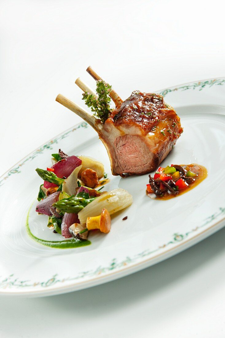 Saddle of lamb with vegetables