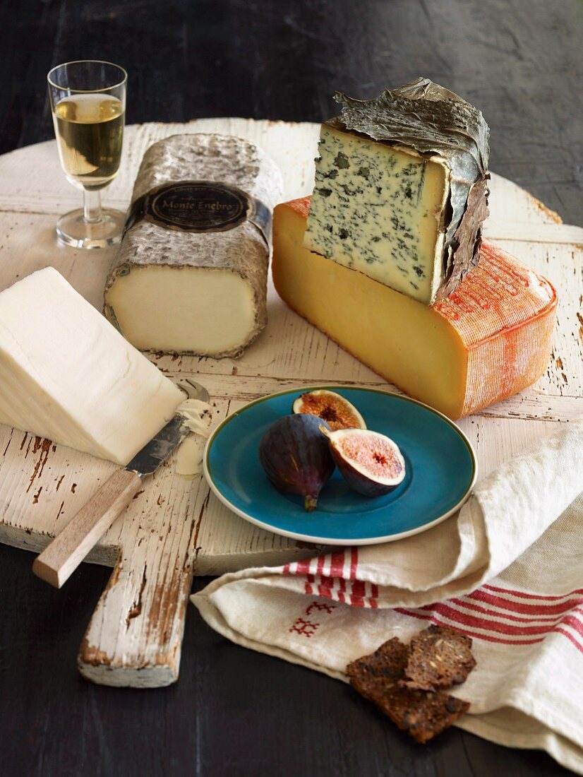 Still life with an assortment of Spanish cheeses