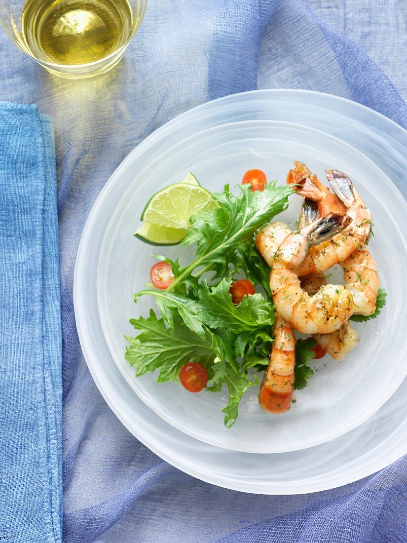 Grilled Shrimp with Leafy Green Salad