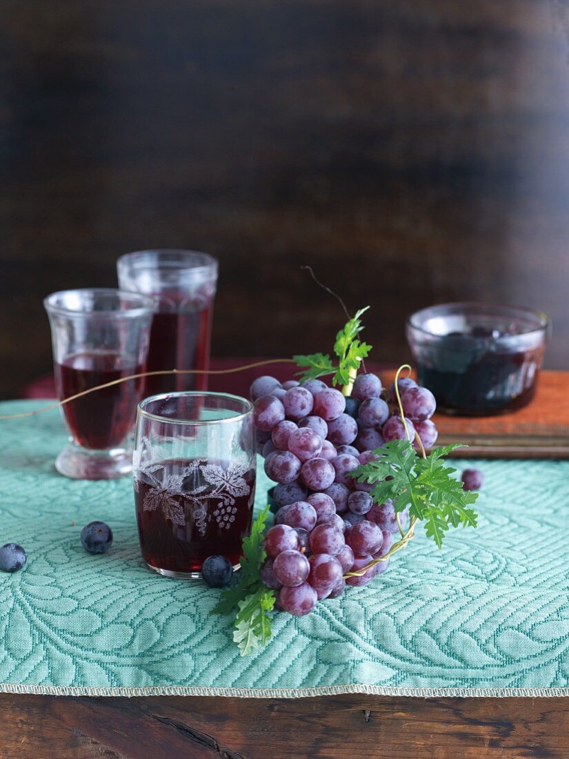 Fresh Grapes with Grape Juice and Grape Jam