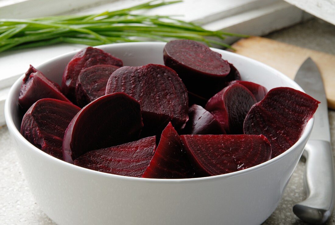 Red beets; peeled and cut into pieces