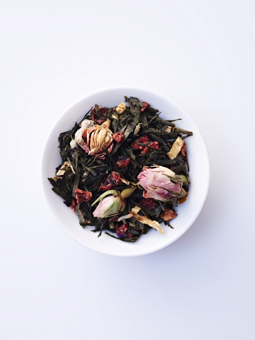 Früchteteemischung (Grüner Tee, Rosen, Himbeeren)