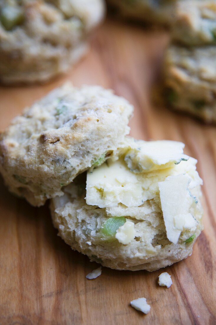 Celery Walnut Scone with Stilton Cheese