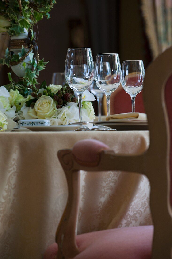 A festively laid table in a restaurant (detail)