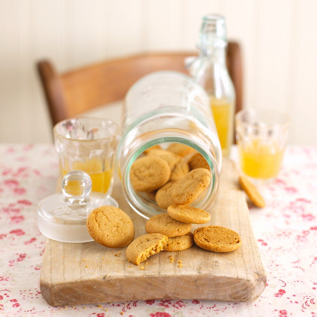 Ginger biscuits in fallen over jar