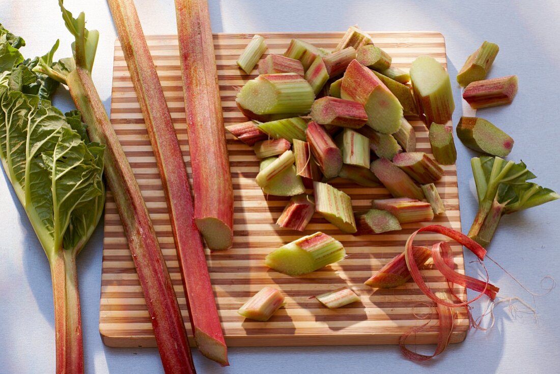 Rhubarb, partially sliced