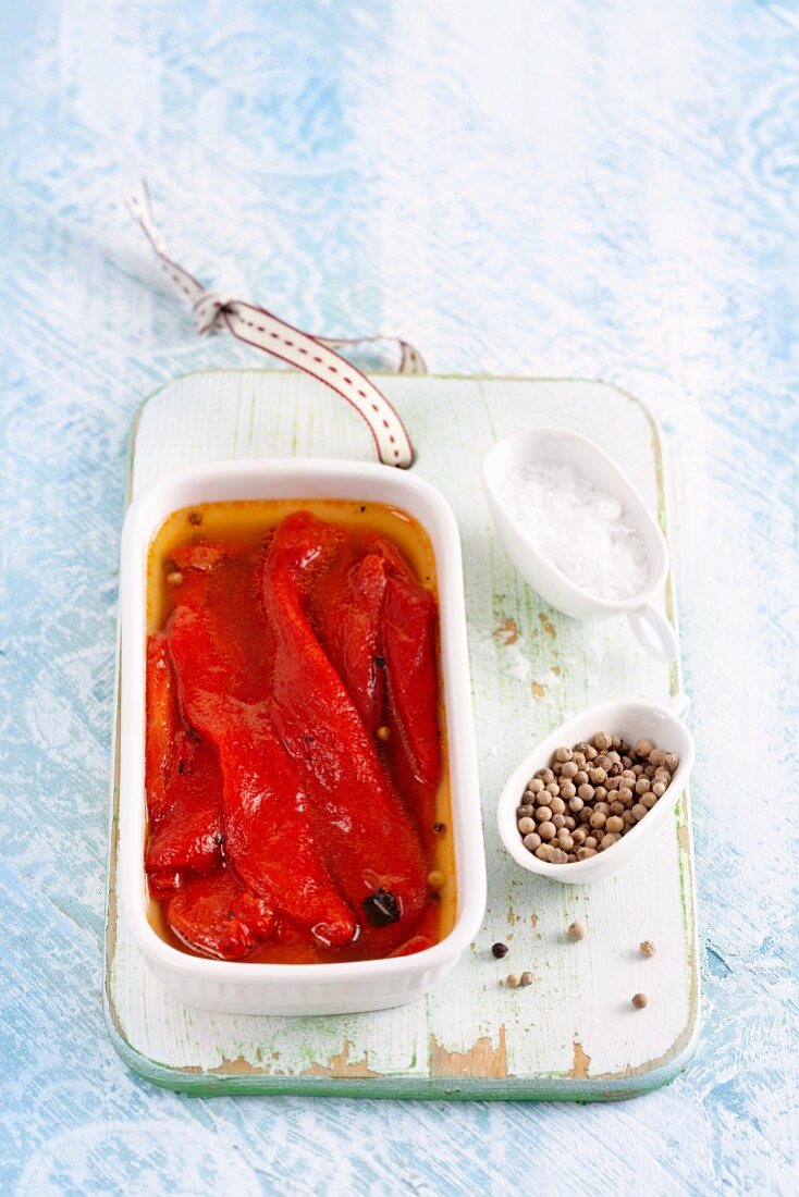 Pickled peppers with pepper and salt