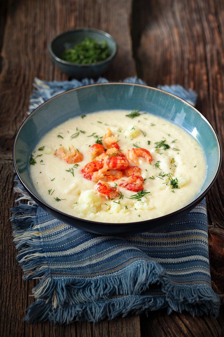 Cream of celeriac soup with crab