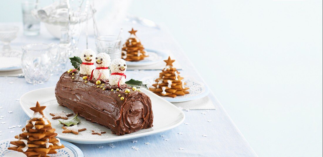 Baumkuchen (Germany layer cake) and biscuit Christmas trees for Christmas
