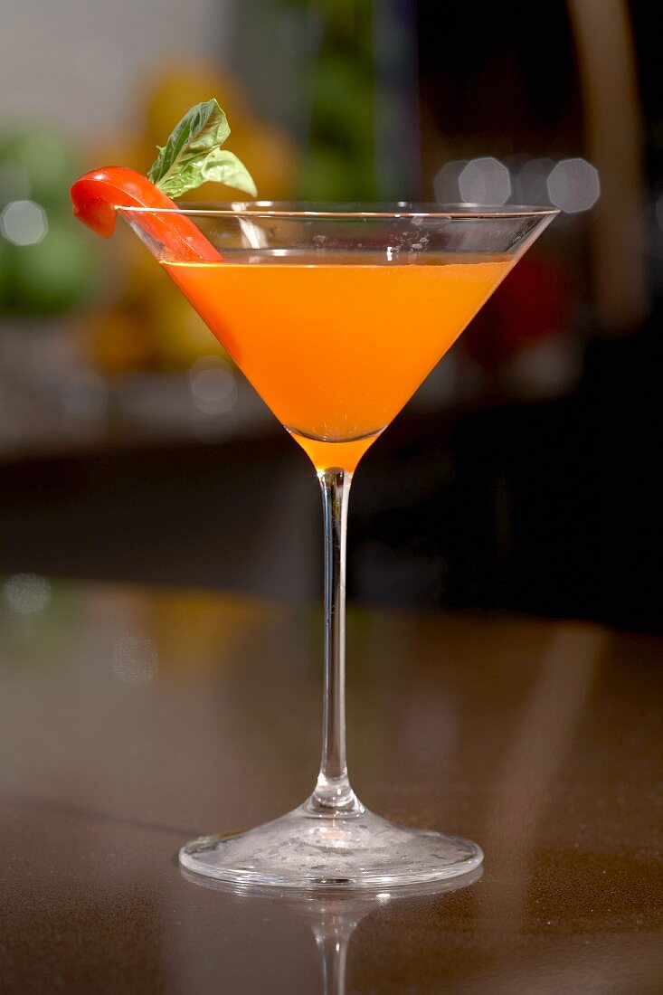 The Smoking Gun; Rum Cocktail with Grapefruit Twist; Red Pepper Garnish