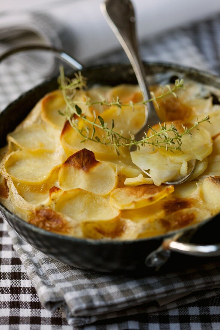 Potatoes au gratin with thyme