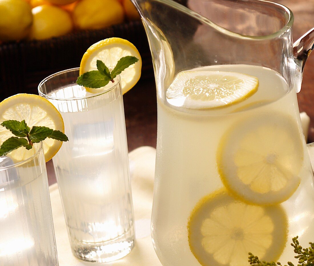 A Pitcher and Two Glasses of Lemonade