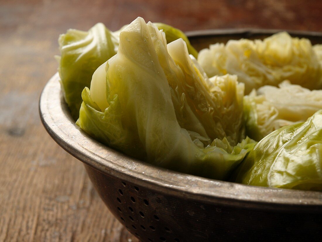 Boiled Cabbage in a Colander