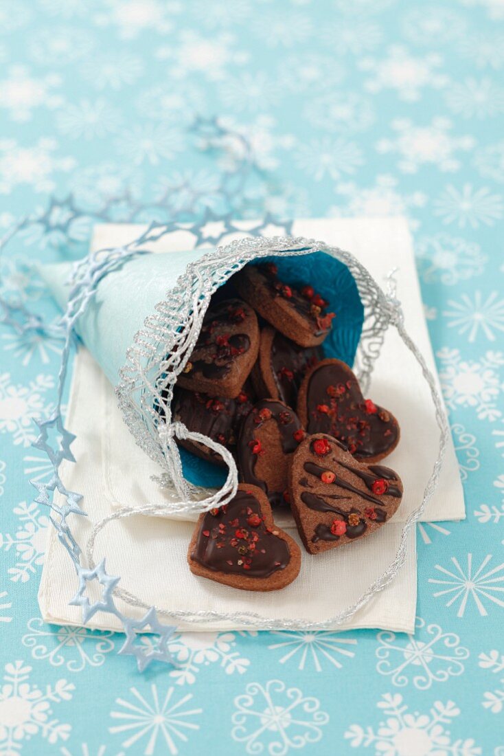 Chocolate biscuits with red pepper