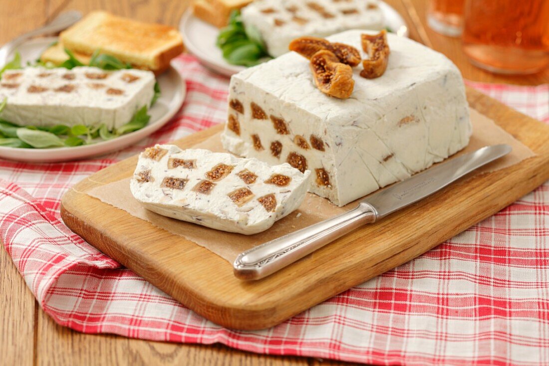 Ricotta and Roquefort terrine with dried figs