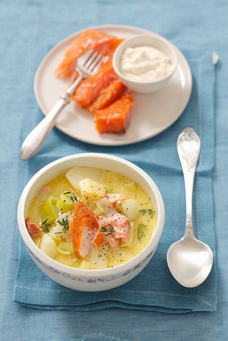 Smoked salmon soup