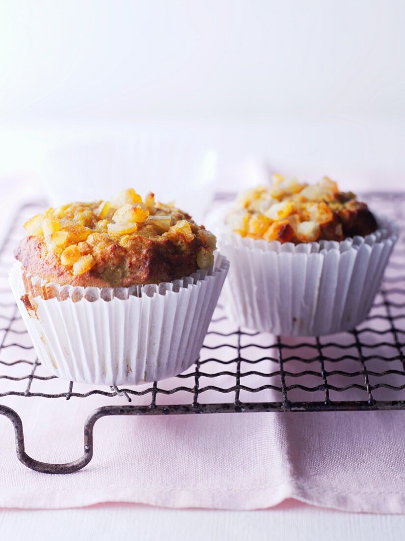 Spicy muffins on a wire rack