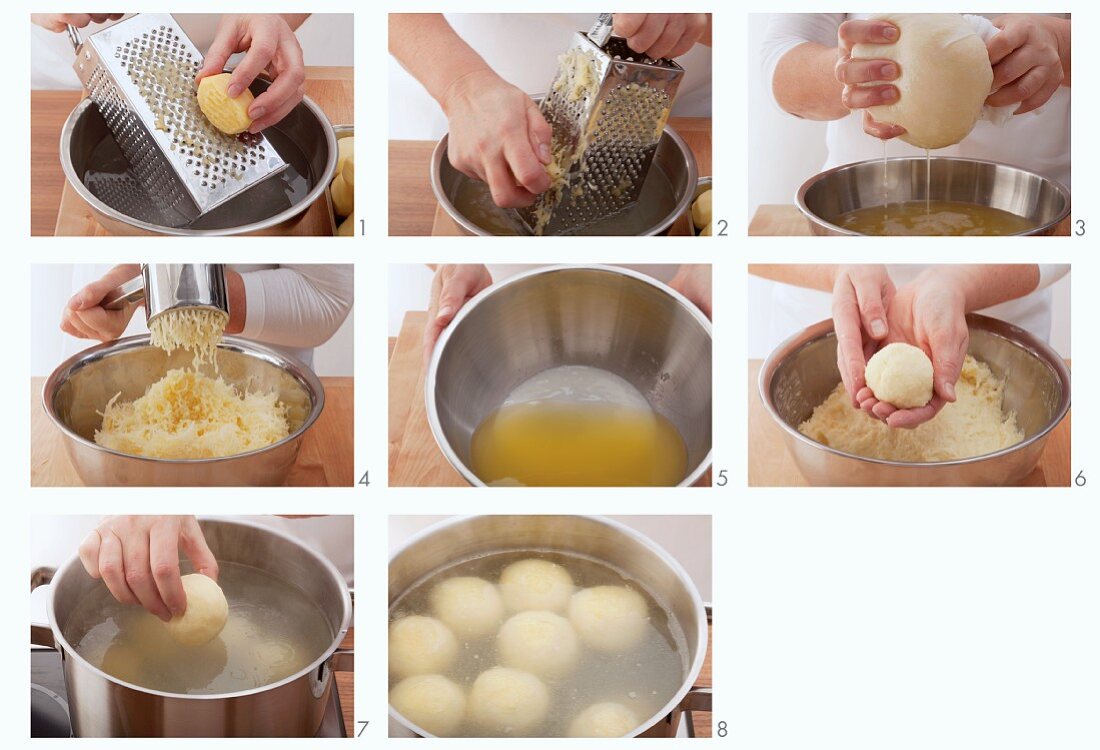 Kartoffelknödel aus gekochten und rohen Kartoffeln herstellen