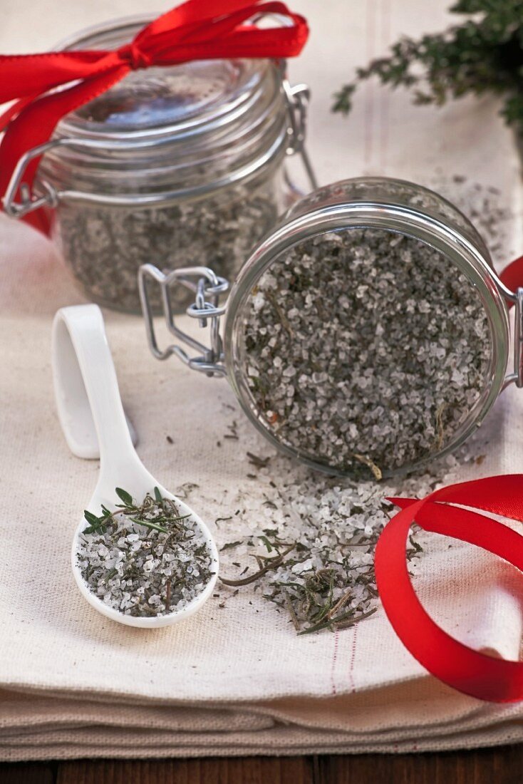 Herb salt in a jar as a gift