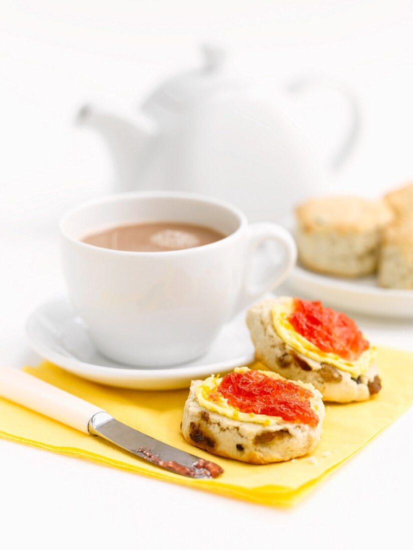 Scones with jam and a cup of tea