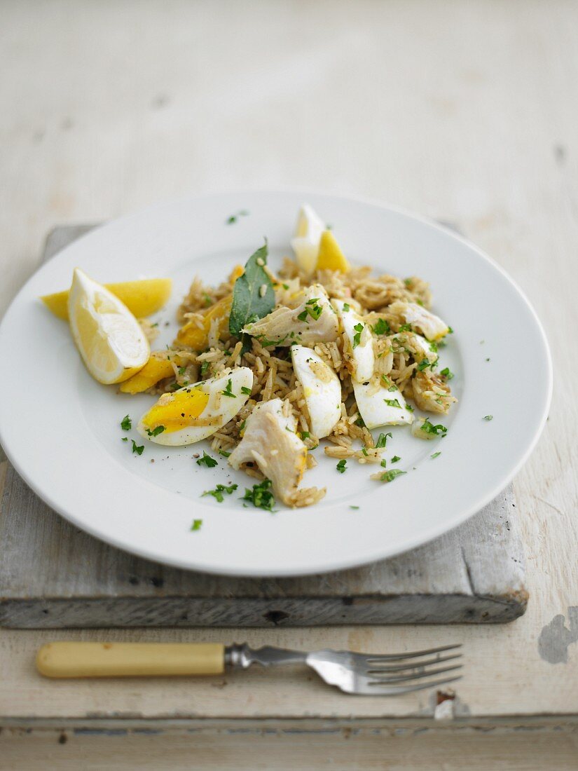 Kedgeree (Räucherfisch mit Reis und Ei, England)