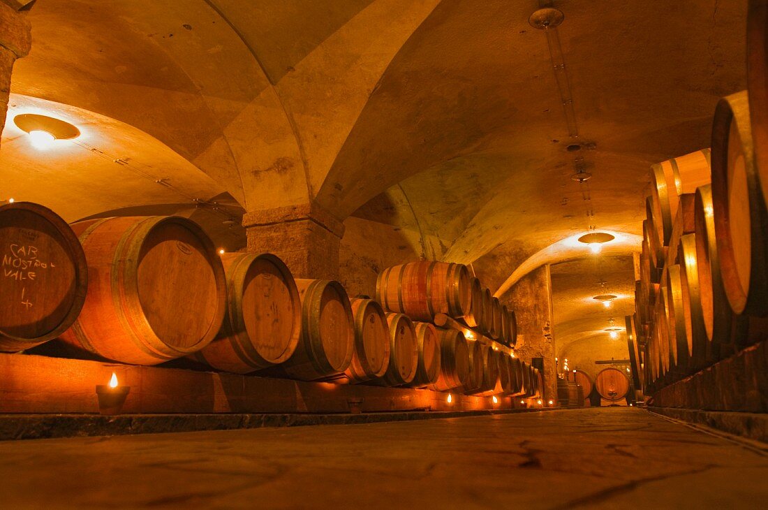 Wooden barrels in San Michele, Trentino (Italy)